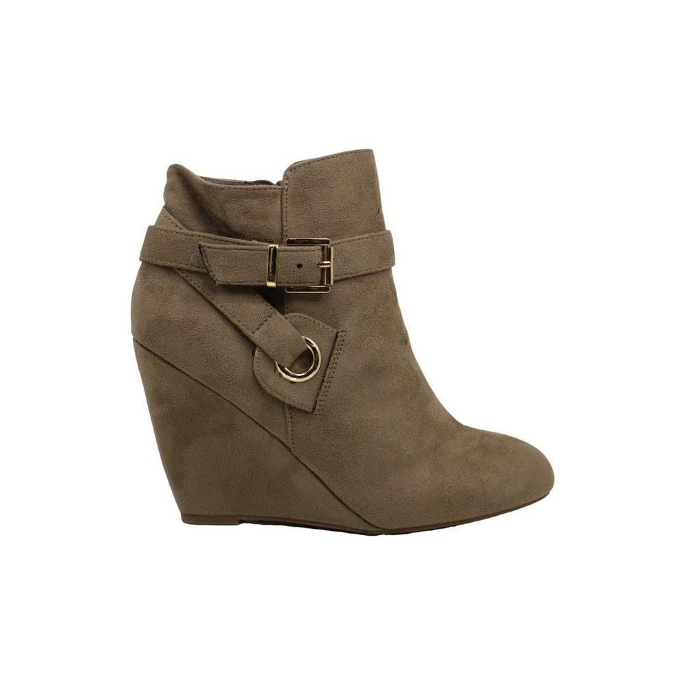 Rebel By Zigi Soho Taupe Wedge Booties Shoes 6.5